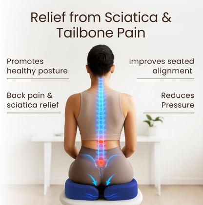 Sleepavo Office Chair Cushion - Seat Cushion for Tailbone Pain Relief - Butt Pillow for Coccyx, Sciatica, and Lower Back Pain - Orthopedic Chair Pad for Lumbar Support in Office Desk, Car, Airplane