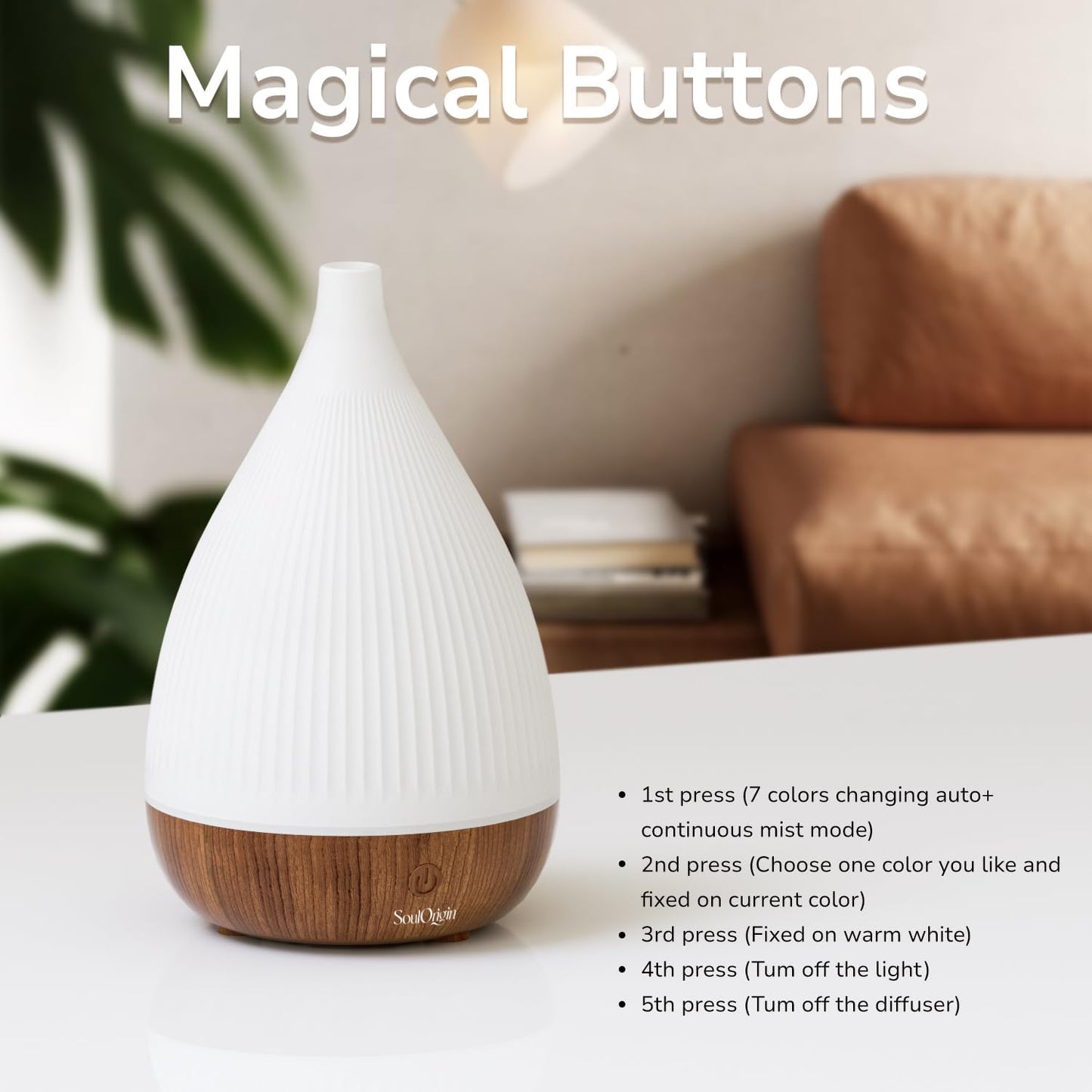 Ultrasonic Essential Oil Diffuser, Home Fragrance Aroma Diffuser with Auto Shut-Off, Color Change Night Light & Ultra-Quiet Operation, BPA-Free Portable Aromatherapy Humidifier for Home (Black)