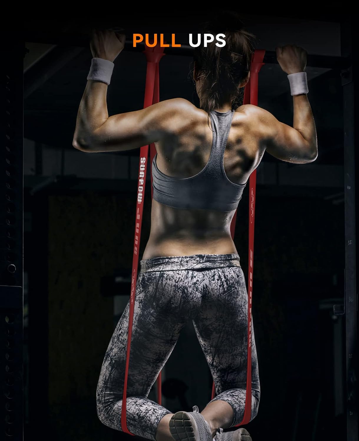 SUNPOW Pull Up Assistance Bands, Set of 5 Heavy Duty Resistance Bands for Men & Women, Natural Latex Exercise Bands for Pull-Up Progression, Home Workout, Strength Training, Mobility & Stretching