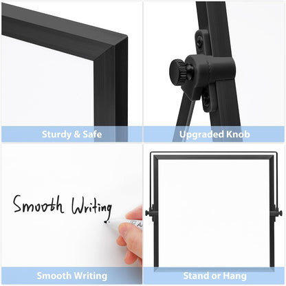 ARCOBIS Dry Erase White Board with Stand, 12" x 16" Weekly Double-Sided Desktop Whiteboard 10 Markers, 4 Magnets, 1 Eraser, Portable Magnetic Dry Erase Calendar for Planning, to Do List, Memo, School