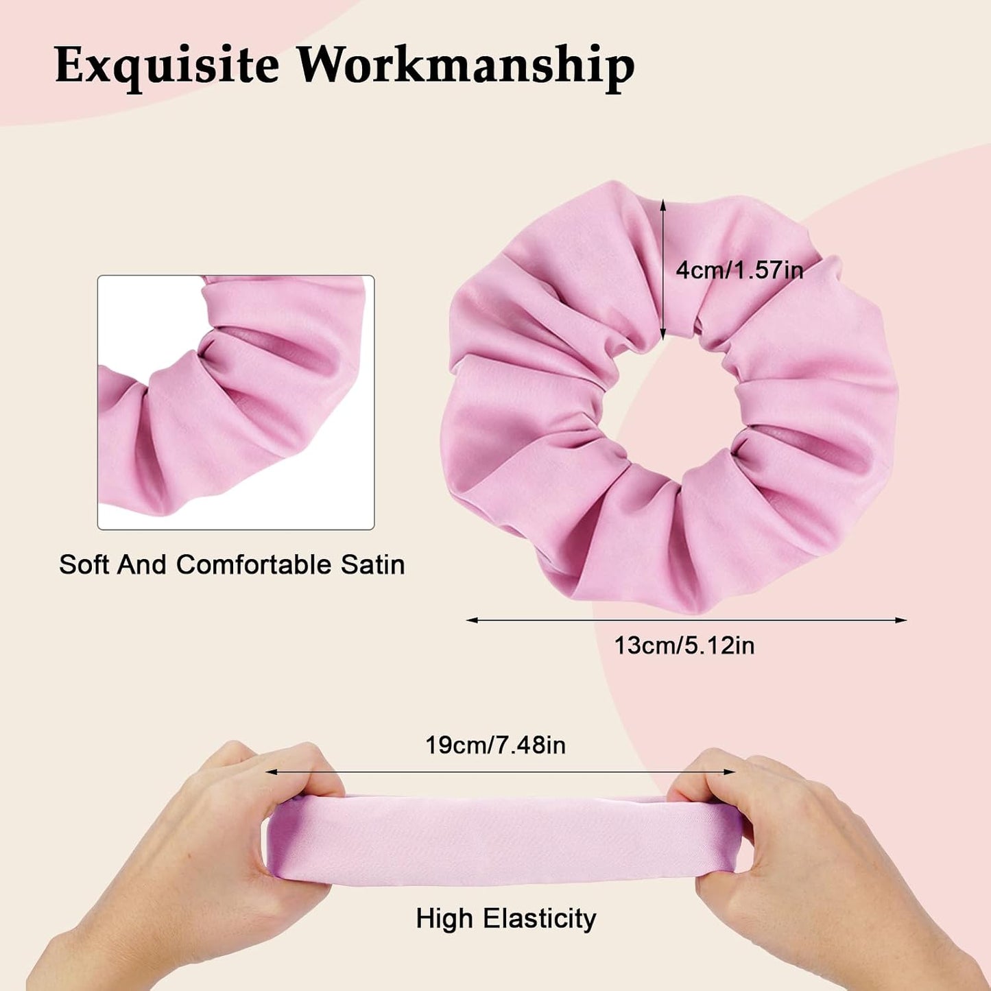 Satin Scrunchies for Women – 8PCS Blush & Brown Silk Hair Ties Set – No Crease, Frizz-Free, Gentle Elastic Hair Bands, Soft & Stylish Everyday Hair Accessories Gifts