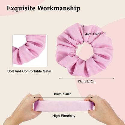 Satin Scrunchies for Women – 8PCS Blush & Brown Silk Hair Ties Set – No Crease, Frizz-Free, Gentle Elastic Hair Bands, Soft & Stylish Everyday Hair Accessories Gifts