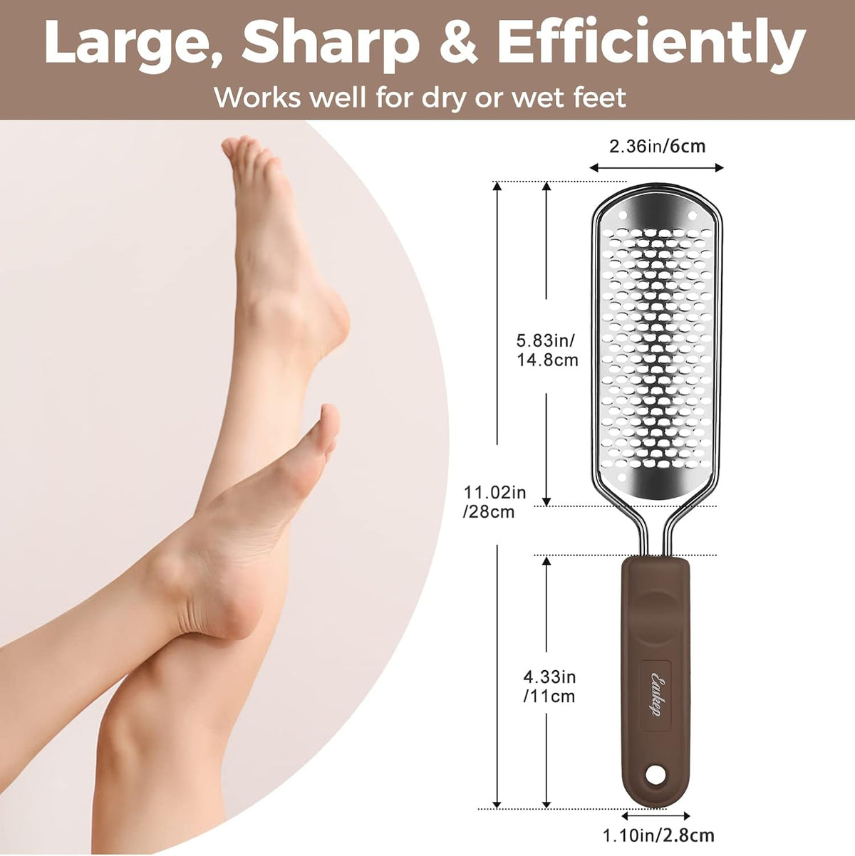 Foot File Foot Scrubber Pedicure - Callus Remover for Feet Easkep Professional Grater Rasp Foot Scraper Corns Callous Removers Cracked Dead Skin Remover for Dry and Wet Feet (Golden)