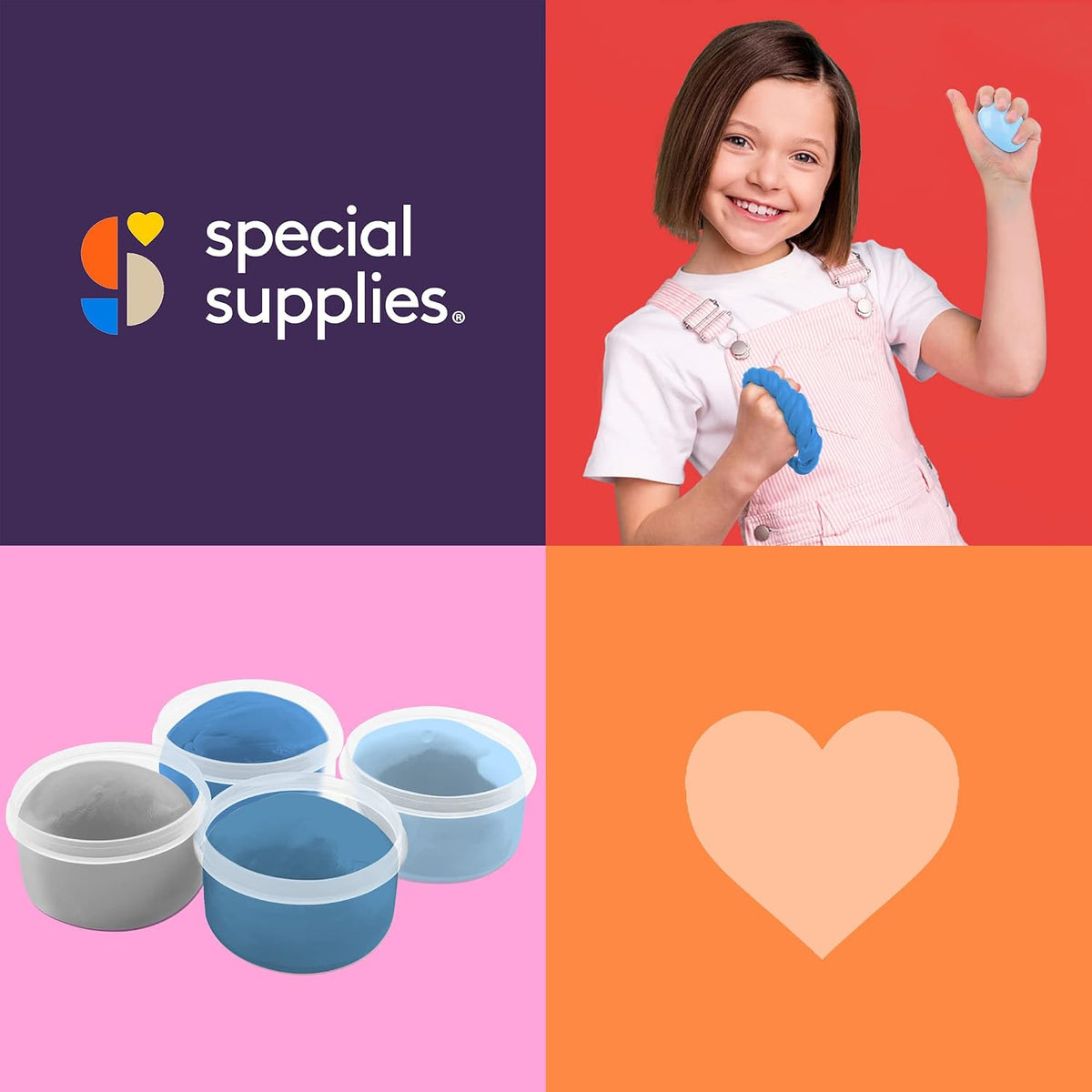 Special Supplies Therapy Putty for Kids and Adults - Resistive Hand Exercise Stress Relief Therapy Putty Kit, Set of 4 Strengths, Three Ounces of Each Putty