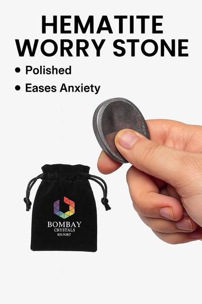 Natural Polished Thumb Palm Crystal for Meditation, Labradorite Worry Stone for Stress Relief, Anxiety Support & Pocket Reiki Healing