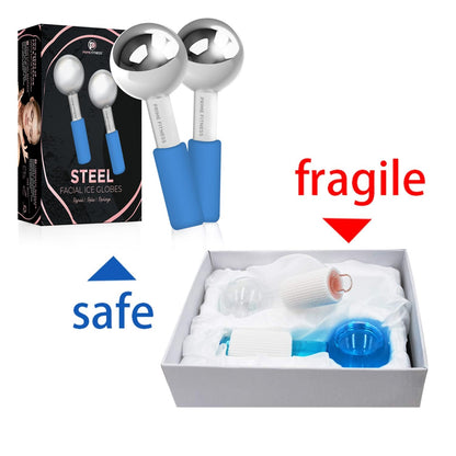 Ice Globes for Facials | Unbreakable Steel Cooling Roller | Cryo Sticks for Face | Massager for Face Neck & Eyes | Skin Care for Dark Circles, Puffiness, Wrinkles, Collagen Production (White)