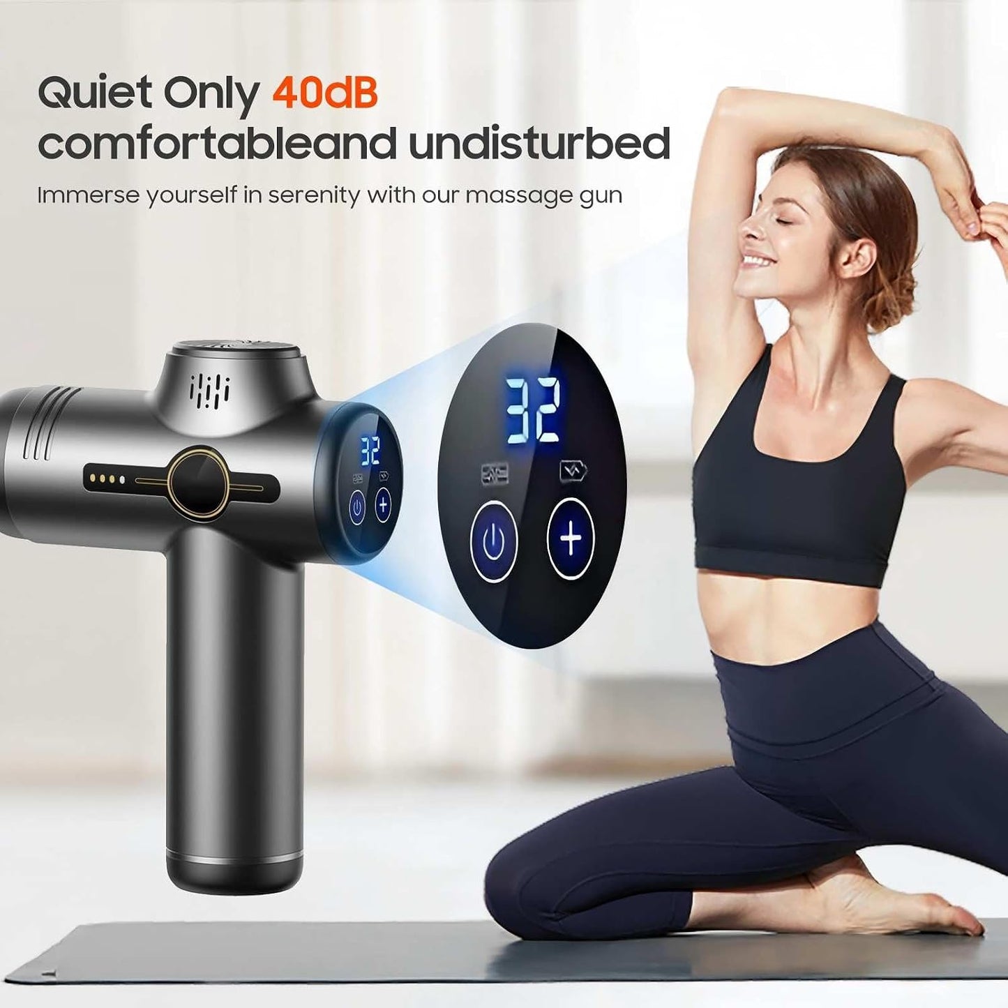 Massage Gun with Heat, Mini Handheld Massager for Home & Travel, Quiet, Lightweight & Portable,Powerful Full Body Electric Massager Tool for Men and Women, (Grey)