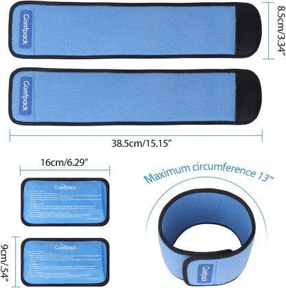 Comfpack Cold Therapy Wrap with 2 Packs for Pain Relief, Reusable Gel Ice Packs for Foot Plantar, Wrist, Ankle, Great for Sprains, Muscle Pain, Bruises, Injuries