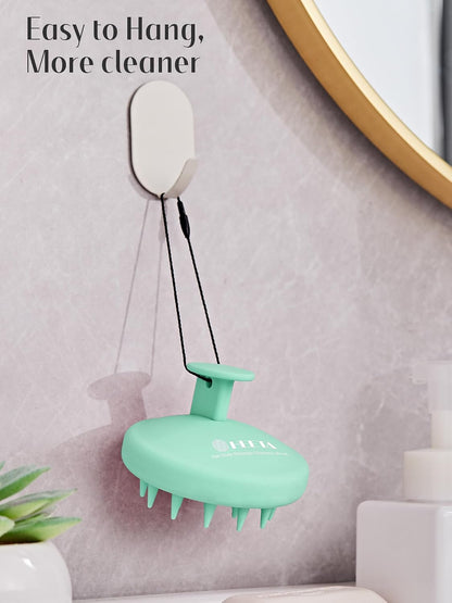 HEETA Scalp Massager Hair Growth, Scalp Scrubber with Soft Bristles, Integrated Silicone Design, Exfoliator for Dandruff Removal & Relaxation, Shampoo Brush Fit Wet Dry Hair Use, Black