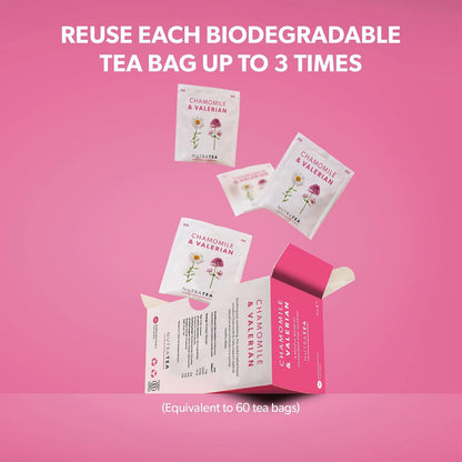 NutraTea Chamomile & Valerian Tea - Bedtime and Night Time Tea - 20 Individually Wrapped Bags (1 Pack)