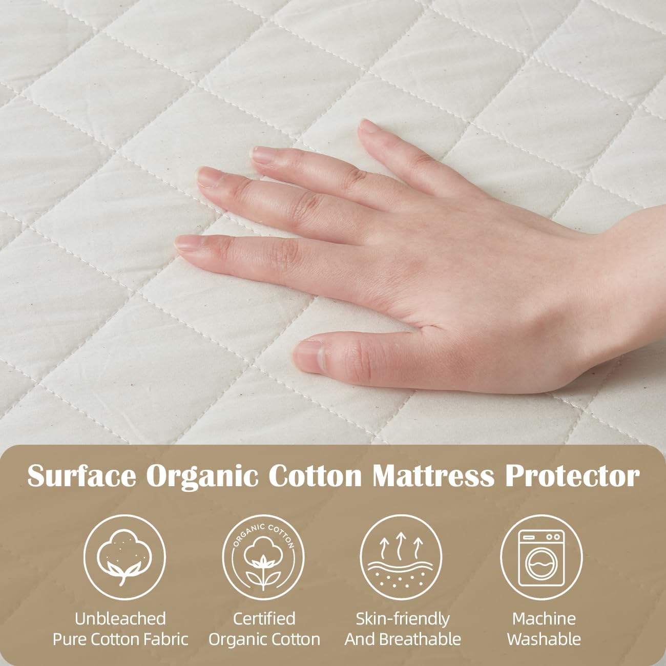Organic King Mattress Protector - Top&Side 100% Waterproof Mattress Protectors, Breathable Organic Mattress Protector, Noiseless King Mattress Protectors Waterproof 80x76x17 in