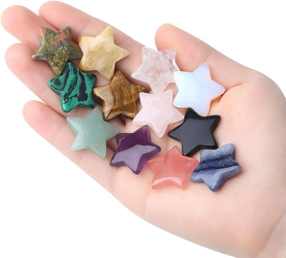 DUQGUHO Worry Stones for Anxiety, Meditation Reiki Relax Thumb Worry Stones, Crystals and Healing Stones Bulk 12PCS, Stress Relief Gifts for Women