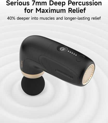 HEYCHY A1 Super Mini Massage Gun, Percussion Deep Tissues Muscle Massager, Travel Massage Gun, Compact Sports Massager, Portable Handheld Massager for Office, Home, Athletes(Black)