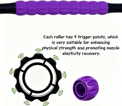 Muscle Roller Stick - A Full-Body Massage Roller that Can Relieve Muscle Soreness, Cramps and Tension After Exercise. It is a Handheld Physical Therapy and Recovery Tool（Black and Purple）