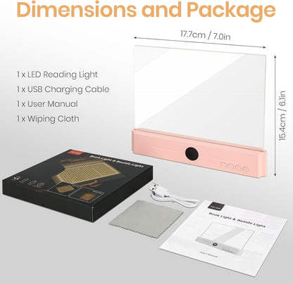 LED Book Light, 3 Color Temps & Stepless Dimming, Night Reading with Timer