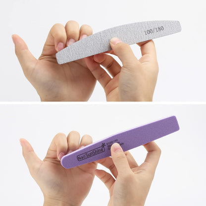 35 Count 100/180 Grit Nail Files and Buffers Kit, Reusable Sanding Buffing Blocks Sponge File Double Sides Emery Boards