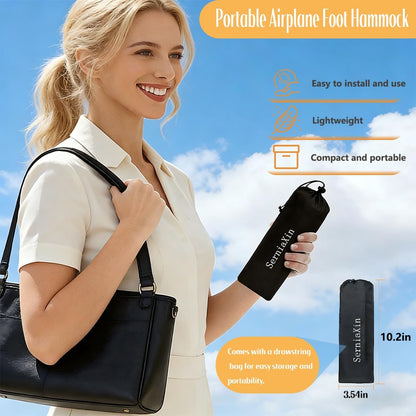 Foot Hammock for Plane Travel - Portable Adjustable Airplane Foot Hammock with Memory Foam - Hardboard, Prevents Feet Clashing, Relieves Swelling - Travel, Office Essentials