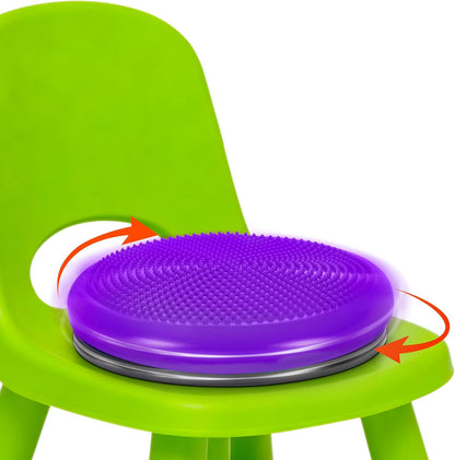 Wiggle Seat Cushion,Fimeetoy Sensory Spinning Chair,ADHD Tools for Kids,Flexible Seating Classroom & Home,Inflatable Wobble Balance Disc-Blue