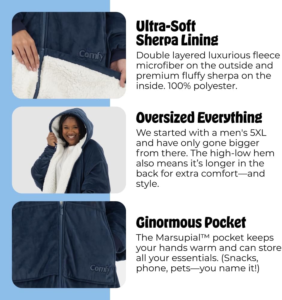 THE COMFY Original | From Shark Tank | Patented | Oversized Sherpa Wearable Blanket Hoodie| Gift for Women & Men | One Size