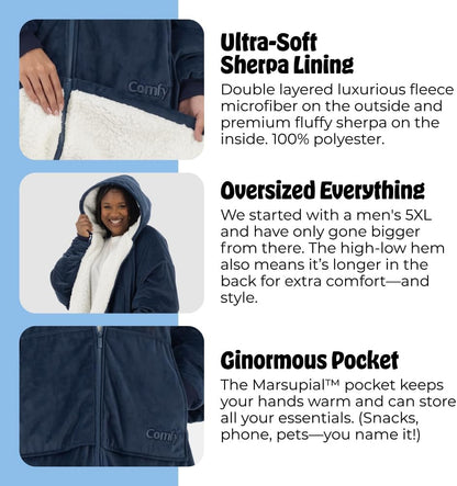 THE COMFY Original | From Shark Tank | Patented | Oversized Sherpa Wearable Blanket Hoodie| Gift for Women & Men | One Size