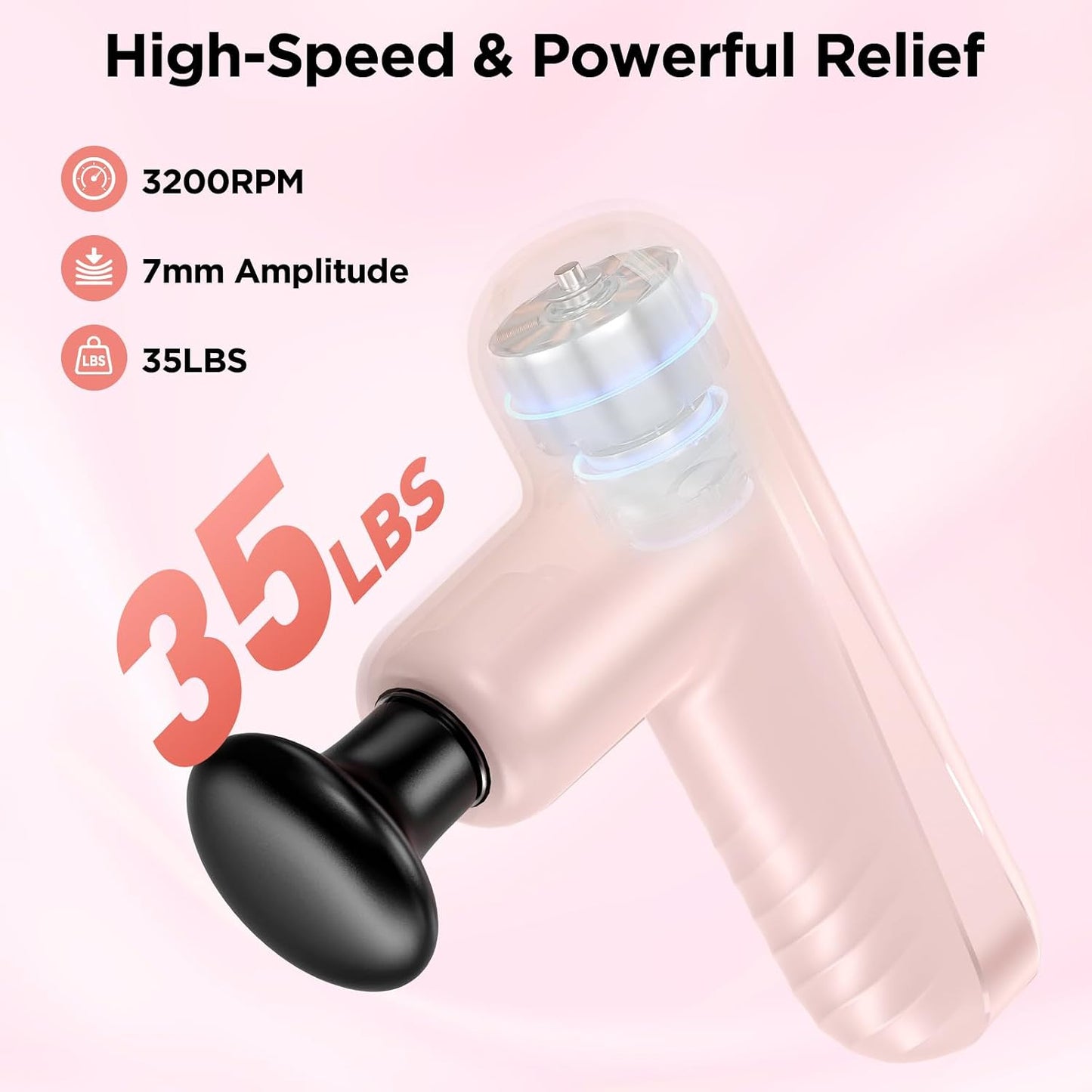 Mini Massage Gun, Powerful Handheld Muscle Massager for Muscle Relaxation, Deep Tissue Percussion Small Massage Gun Travel Massager with 4 Massage Heads Silent Brushless Motor, Black