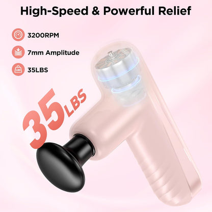 Mini Massage Gun, Powerful Handheld Muscle Massager for Muscle Relaxation, Deep Tissue Percussion Small Massage Gun Travel Massager with 4 Massage Heads Silent Brushless Motor, Black