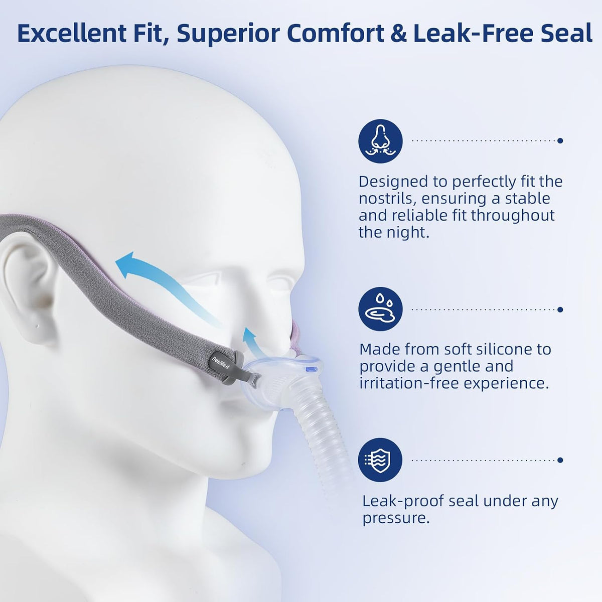 Replacement Nasal Pillow Cushion for ResMed AirFit P10, Compatible with Original Airfit P10 Frame, Reliable Seal & Soft Replacement Silicone CPAP Mask Cushion, 2-Pack, Large