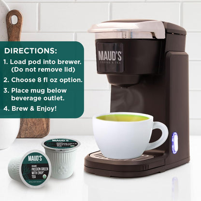 Maud's Organic Chamomile Lavender Tea Pods, 24 ct, Single Serve Pods – 100% Gourmet Blended Tea Leaves, Compatible with Keurig K Cups Maker