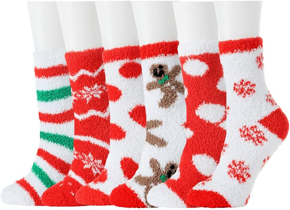 Plush Fuzzy Socks for Women Fluffy Cozy Slipper Socks Fall Thanksgiving Birthday Gifts for Her