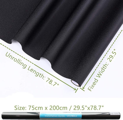 VELIMAX Static Cling Total Blackout Window Film Privacy Room Darkening Window Tint Black Window Cover 100% Light Blocking No Glue (17.7 x 78.7 inches)