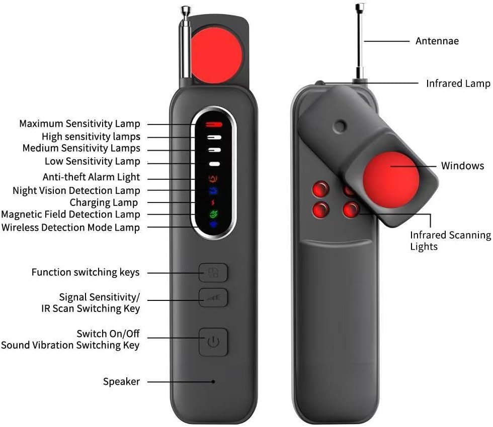 AI Powered 7 in 1 Hidden Camera Detectors,Anti Spy RF Signal Scanner, Infrared GPS Tracker Finder & Bug Detector&Camera Detector for Hotels, Bathrooms, Cars & Offices