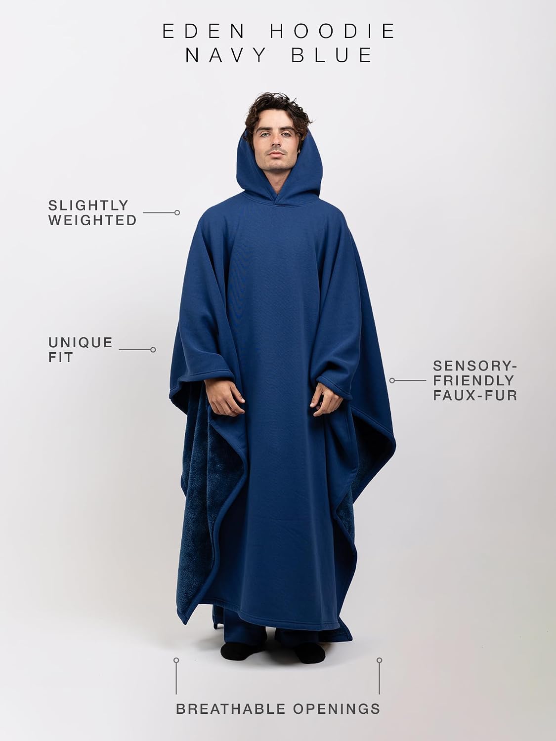FREE THE SHEEP Eden Hoodie – Oversized Weighted Hoodie Cloak with Ultra-Soft Faux Fur Liner