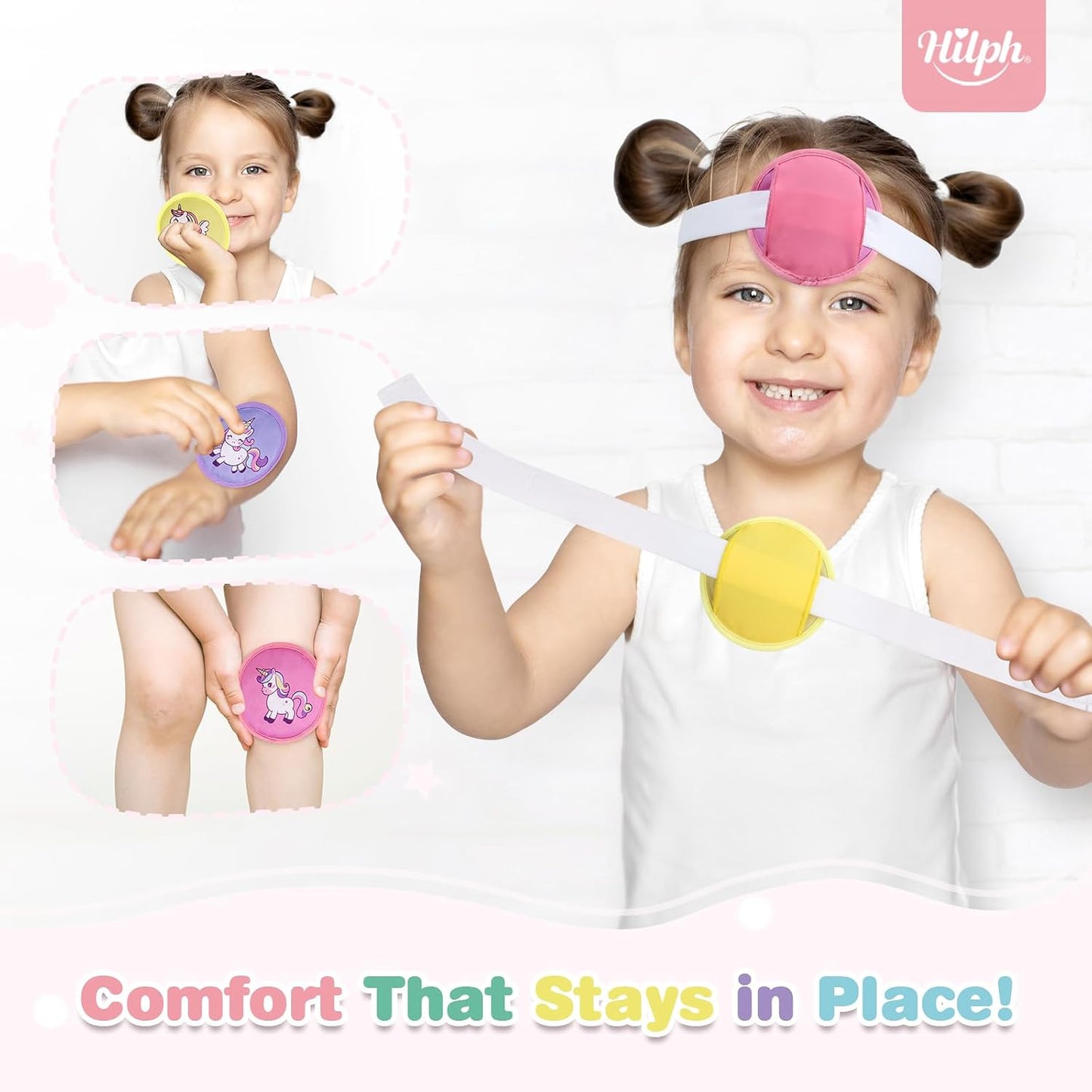 Hilph Kids Ice Packs for Boo Boos - FSA Eligible HSA, 3 Pack Gel Ice Packs for Toddlers & Children Injuries Reusable, Soft Small Hot & Cold Pack for Bumps, Bruises, Fever, Get Well Gifts