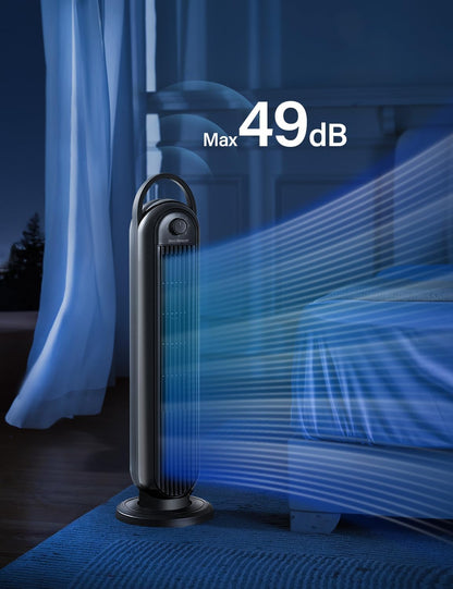 OmniBreeze Digital Electric Tower Fan, with Remote Control, LED Display, Standing Bladeless Floor Fans Cooling and Quite Indoor Living Room Bedroom use (36 Inch)…