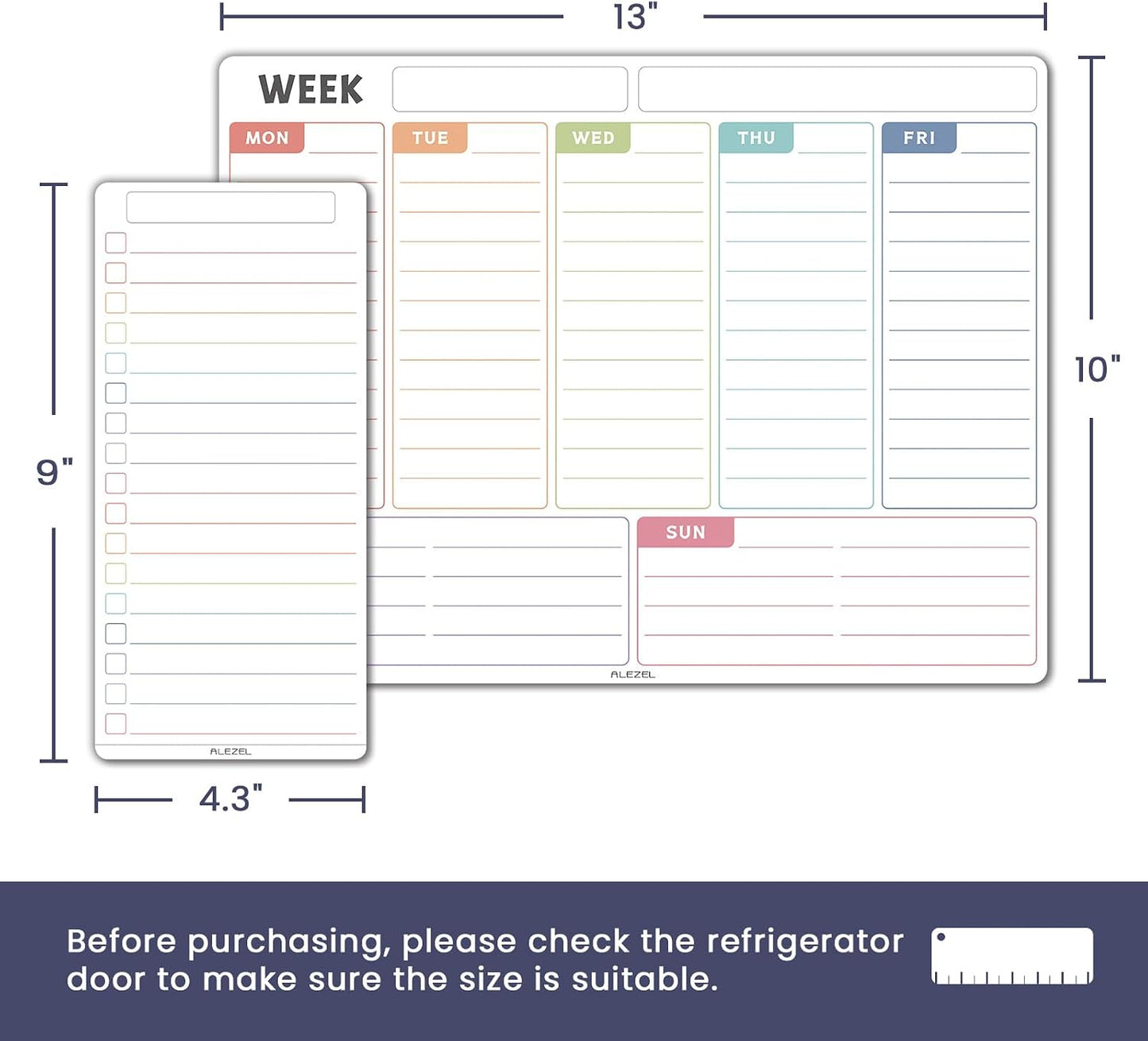 ALEZEL Magnetic Weekly Calendar Whiteboard for Fridge