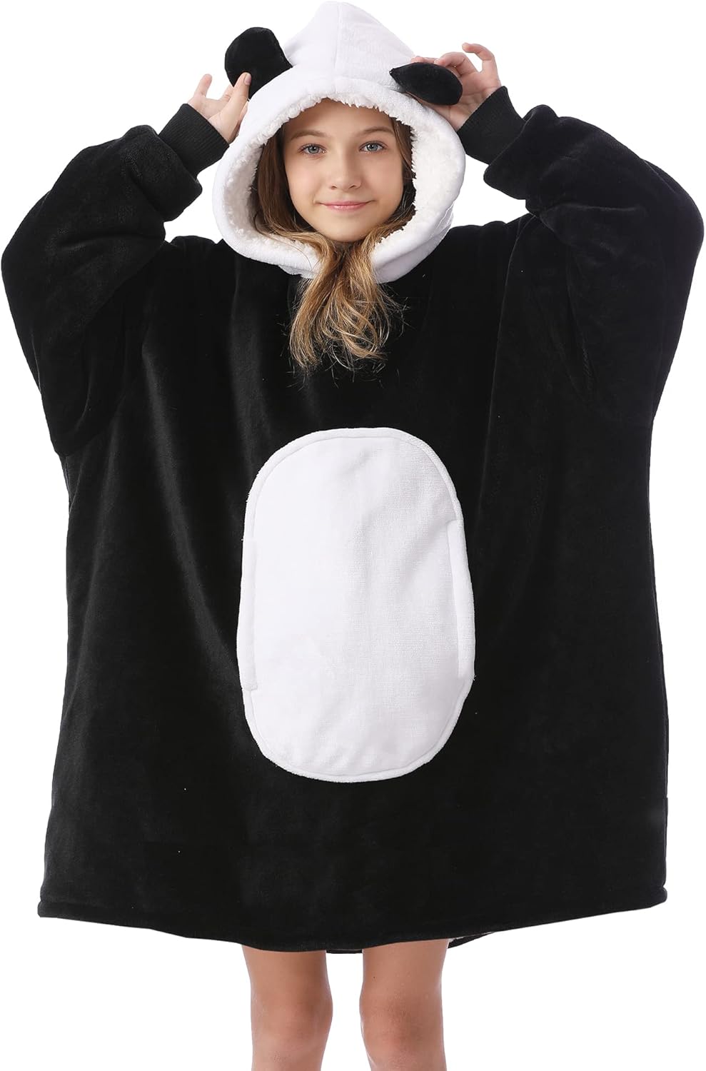 Kipswiza Wearable Blanket Hoodie Gifts for Women and Men, Oversized Cozy Warm Flannel Sherpa Hooded Blankets Sweatshirt with Giant Pockets for Adult and Teens, Dark Gray