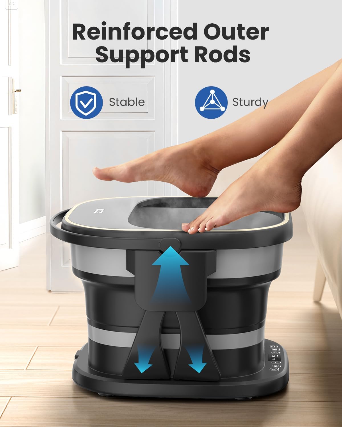 Puboo Collapsible Foot Spa Bath Massager with Heat, 95-115°F Precise Temp Control, Motorized Massage Rollers, Heated Foot Bath Soak Tub, Fits up to US Men’s Size 11 / Women’s Size 12.5