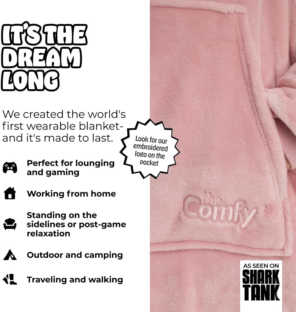 THE COMFY Dream | From Shark Tank | Patented | No Sherpa | Light Wearable Blanket Hoodie | Gift for Women & Men | One Size