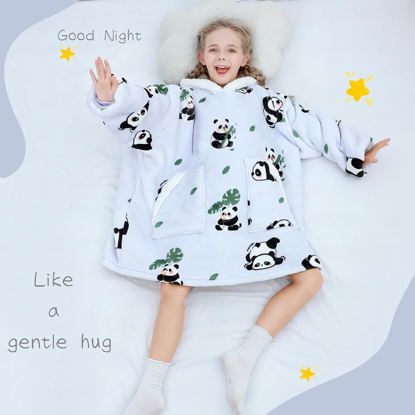 Kipswiza Wearable Blanket Hoodie Gifts for Women and Men, Oversized Cozy Warm Flannel Sherpa Hooded Blankets Sweatshirt with Giant Pockets for Adult and Teens, Dark Gray