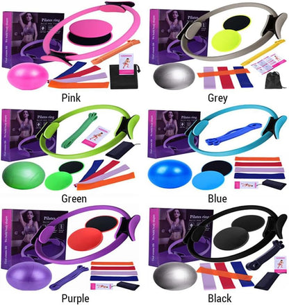 Karlak Pilates Equipment for Home Workouts Pilates Ring and Ball Set Resistance Bands & More Perfect for Home Pilates Equipment