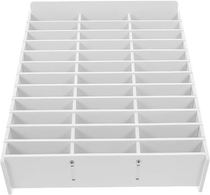 INOOMP 36-slot Phone Organizer Box Wooden Desktop Rack for Classrooms