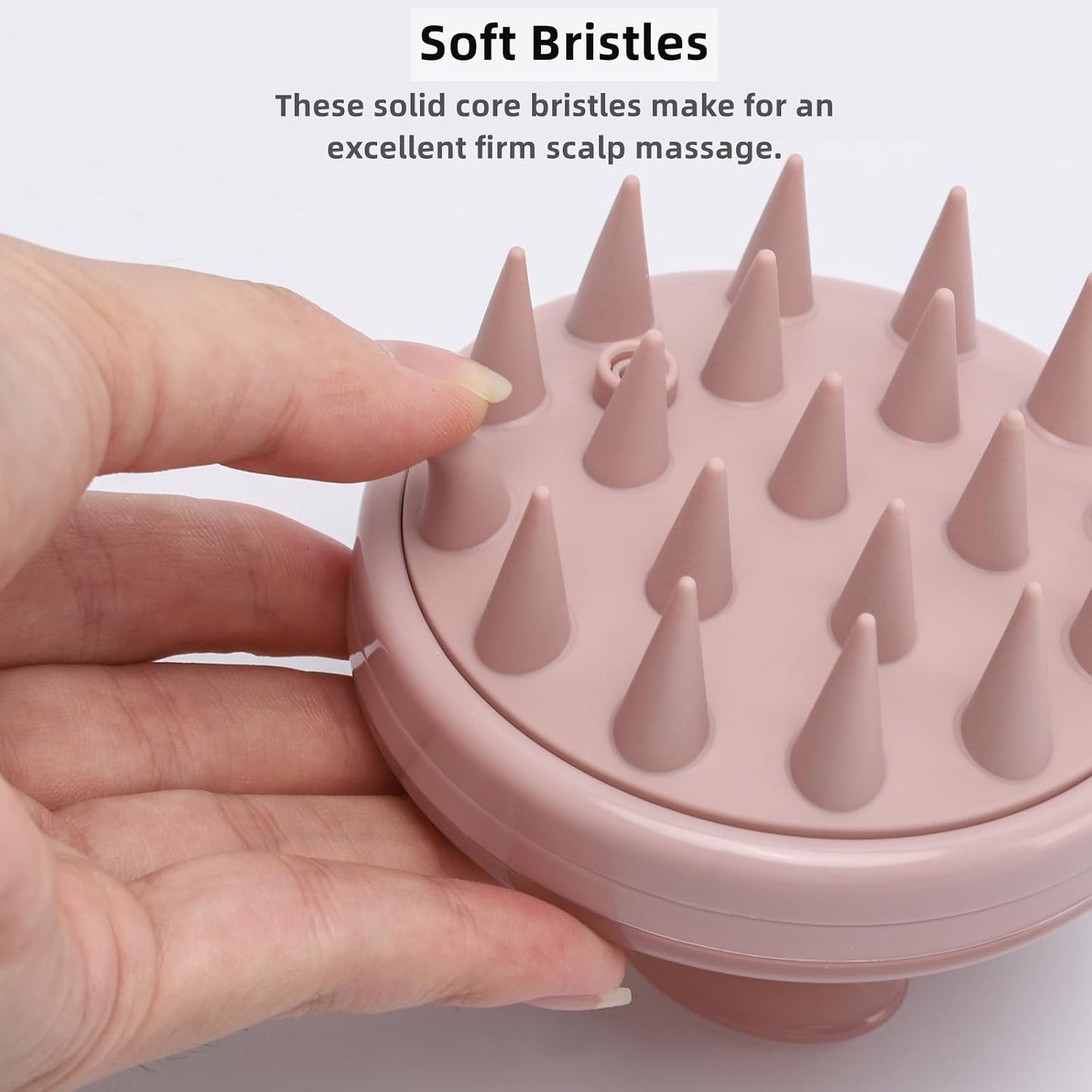 Hair Scalp Massager Shampoo Brush Hair Scrubber Washing Brush Silicone Scalp Exfoliator for Dandruff Removal- Beige