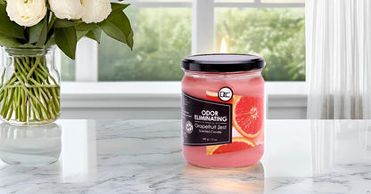 Vanilla Bean Odor Eliminating Highly Fragranced Candle - Eliminates 95% of Pet, Smoke, Food, and Other Smells Quickly - Up to 80 Hour Burn time - 12 Ounce Premium Soy Blend - Colors A