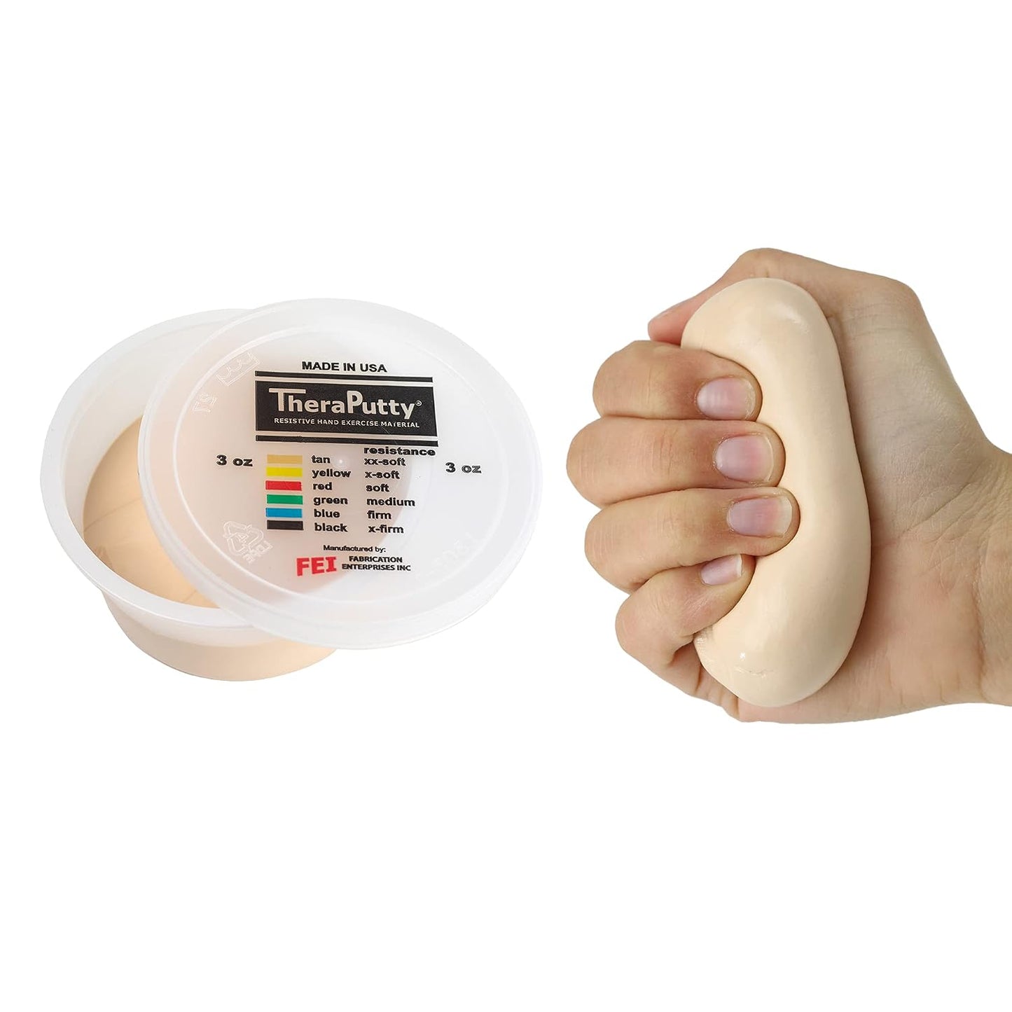 CanDo Theraputty Plus Hand Exercise Putty for Rehabilitation, Exercises, Hand Therapy, Hand Strengthening, Stress Relief - Tan 3 oz XX-Soft