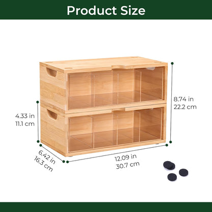 Bamboo Stackable Tea Bag Organizer, 2-Piece