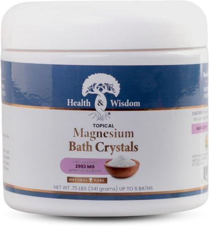 Health and Wisdom Magnesium Bath Crystals - Bath Salts with High Concentration & Enhanced Absorption for Muscle & Joint Relief - Dead Sea Sourced - Unscented - 5.5 lb Bag - Up to 45 Uses