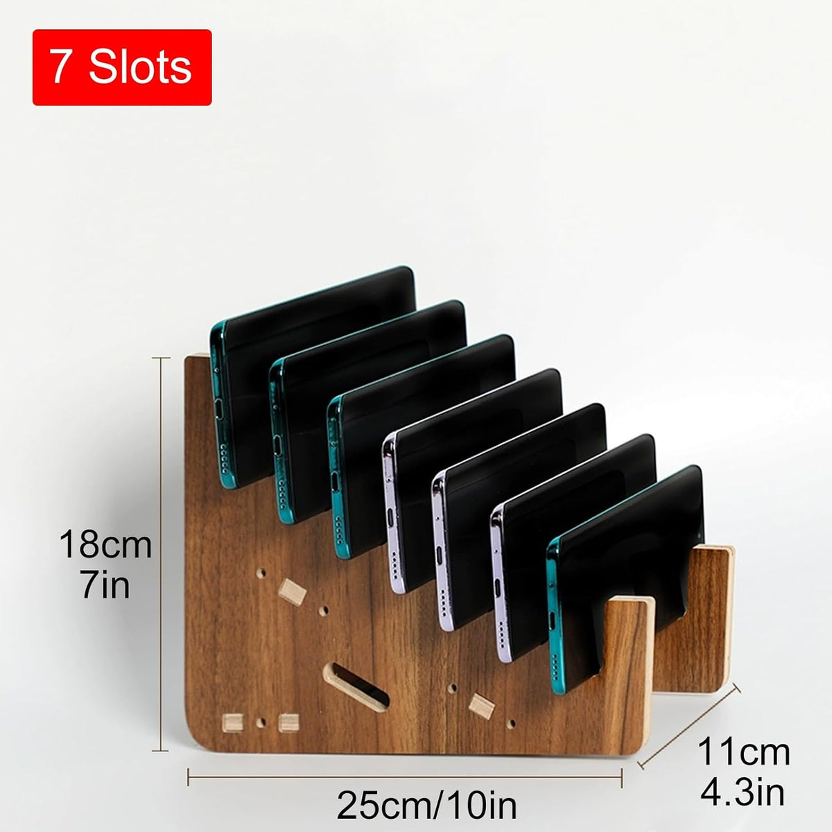 Cell Phone Holder Classroom, Wood Charging Station Rack Organizer for Multiple Devices, Cell Phone Box for Home School Office(50x11x30cm/20x4.3x12in)