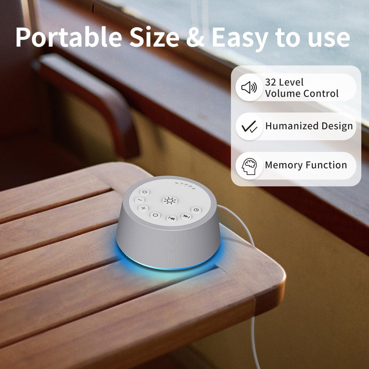 SoundLegend Sleep White Noise Sound Machines 32-Level Volume 30 Sounds 12 Colors Light 5 Timers Adjustable Light Brightness Compact for Everyone Travel Gift Memory Function