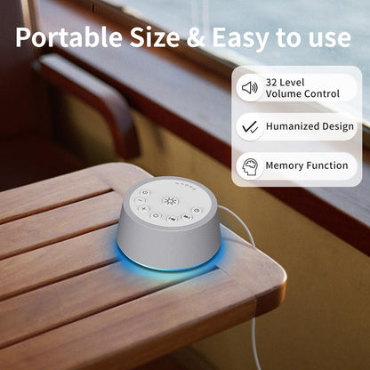 SoundLegend Sleep White Noise Sound Machines 32-Level Volume 30 Sounds 12 Colors Light 5 Timers Adjustable Light Brightness Compact for Everyone Travel Gift Memory Function