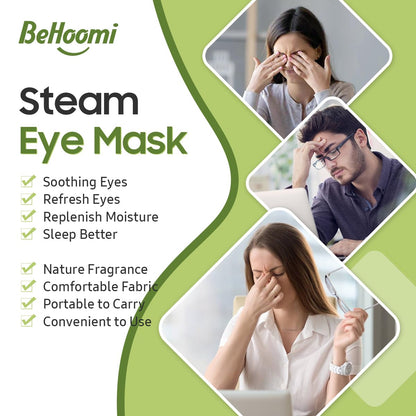 BeHoomi Steam Eye Mask, 10Packs Heated Eye Mask, Self Heating Disposable SPA Warm Compress for Eyes Sleep Mask, Travel Essentials & Relaxation Gifts for Women (Unscented)